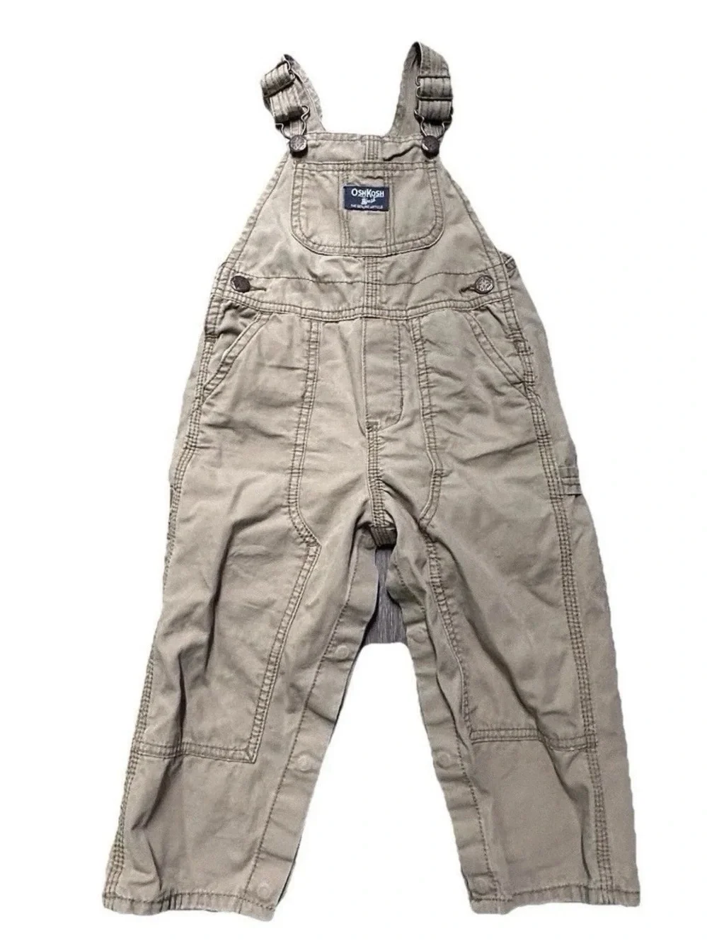 Toddler Boy Oshkosh B’gosh Khaki Overalls Size 18-24 Months